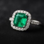 Emerald and Diamond Halo Ring